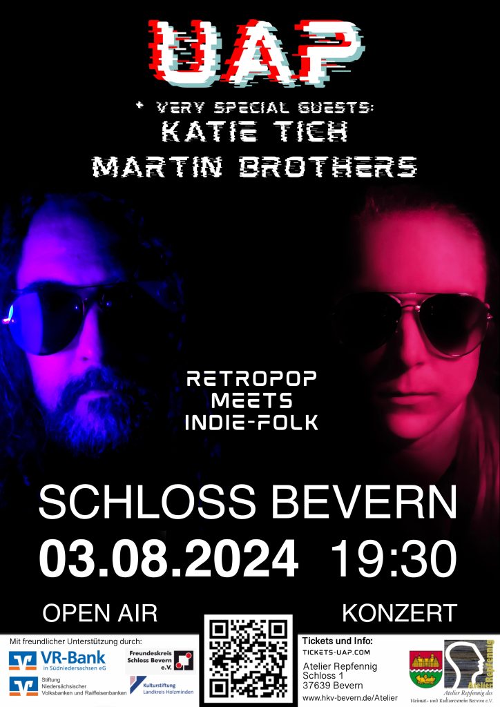 UAP und Special guests Katie Tich und Martin Brothers, Konzert im Schloss Bevern 03.08.2024 ab 19:30Uhr.